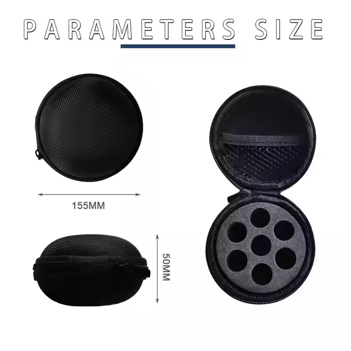 2ml EVA Waterproof Essential Oils Perfume Bag with Wrist Strap Small Round Zip Bag for 10 Bottles