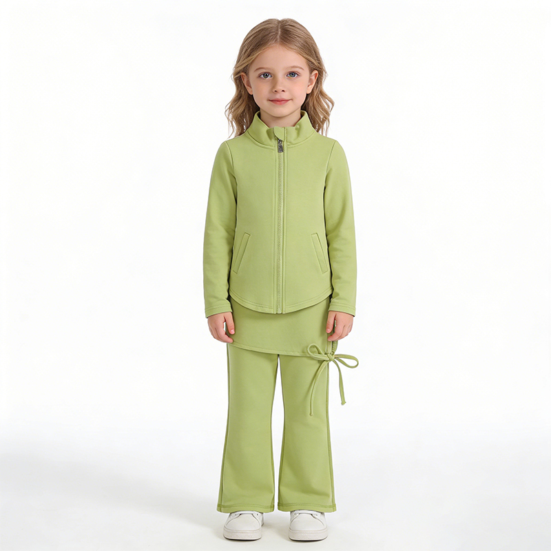 Girls Active Flare Pants Set Soft Sweatpants and Pullover Quarter Zip Up Jackets for Girls