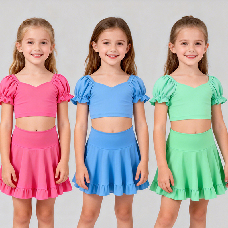 Kids Girl Sports Activewear Dress Set with Unique Design