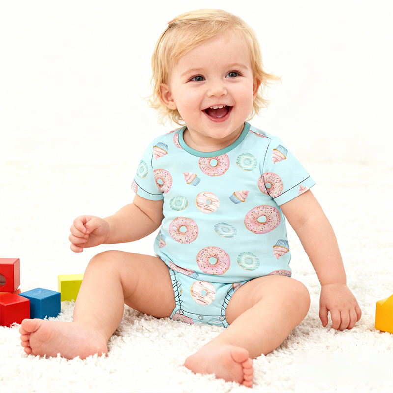 Baby Unisex Bamboo One-Piece Bodysuits  Boys Girls Short Sleeve Romper