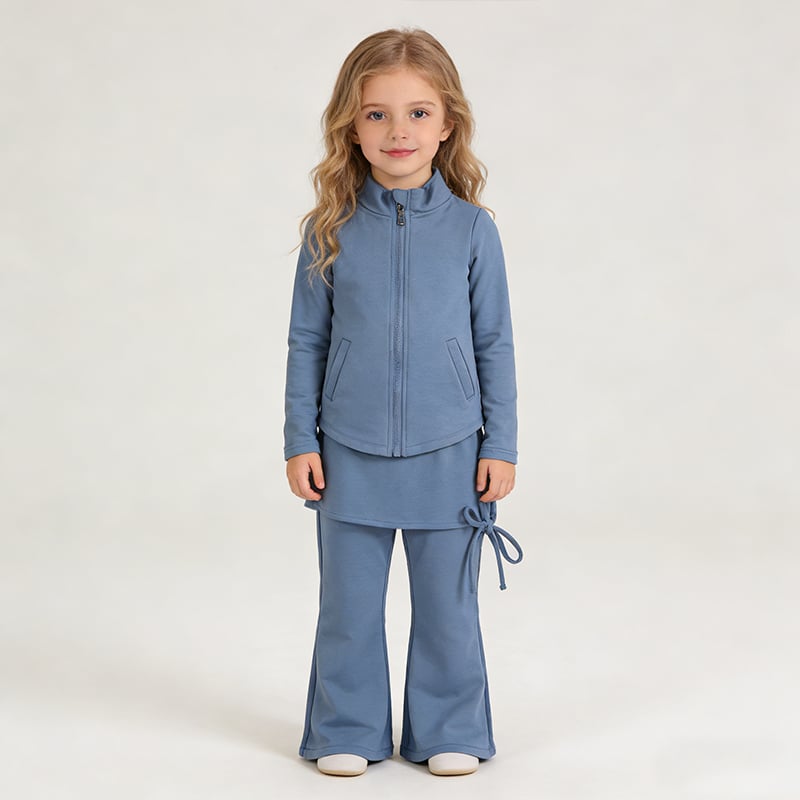 Girls Active Flare Pants Set Soft Sweatpants and Pullover Quarter Zip Up Jackets for Girls