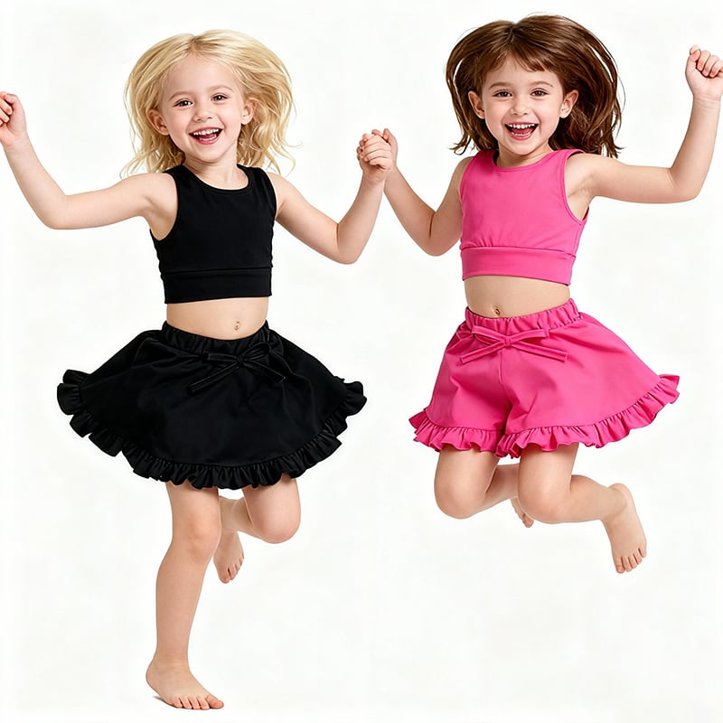 Girls 2 Piece Athletic Outfit Kids Yoga Tank Top and Skirt Set