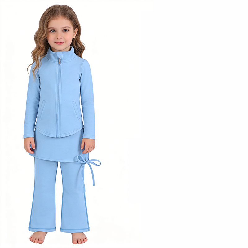 Girls Active Flare Pants Set Soft Sweatpants and Pullover Quarter Zip Up Jackets for Girls
