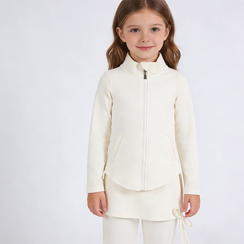 Girls Active Flare Pants Set Soft Sweatpants and Pullover Quarter Zip Up Jackets for Girls