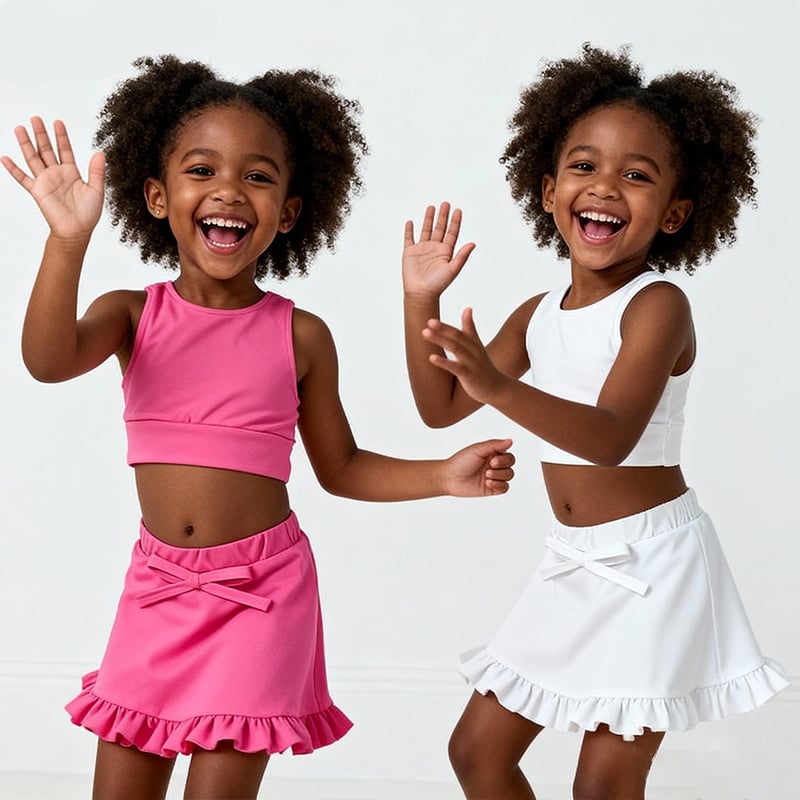 Girls 2 Piece Athletic Outfit Kids Yoga Tank Top and Skirt Set