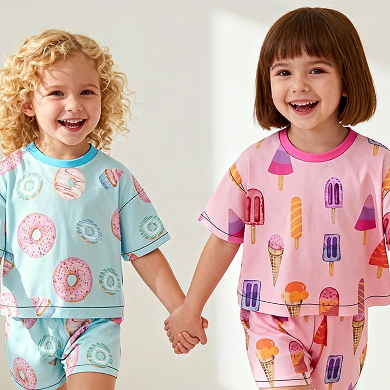 Kid's Tank Pajama Set Summer Shorts Pjs