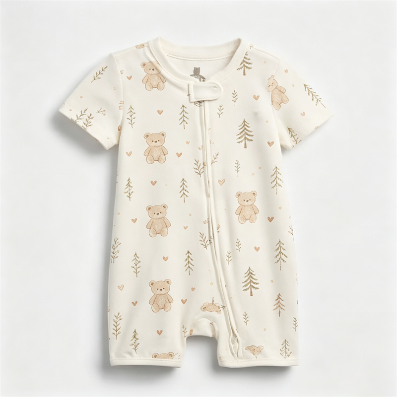 Unisex Newborn Baby Cotton Short Sleeve Romper Cute Print Jumpsuit For Crawling And Home Wear