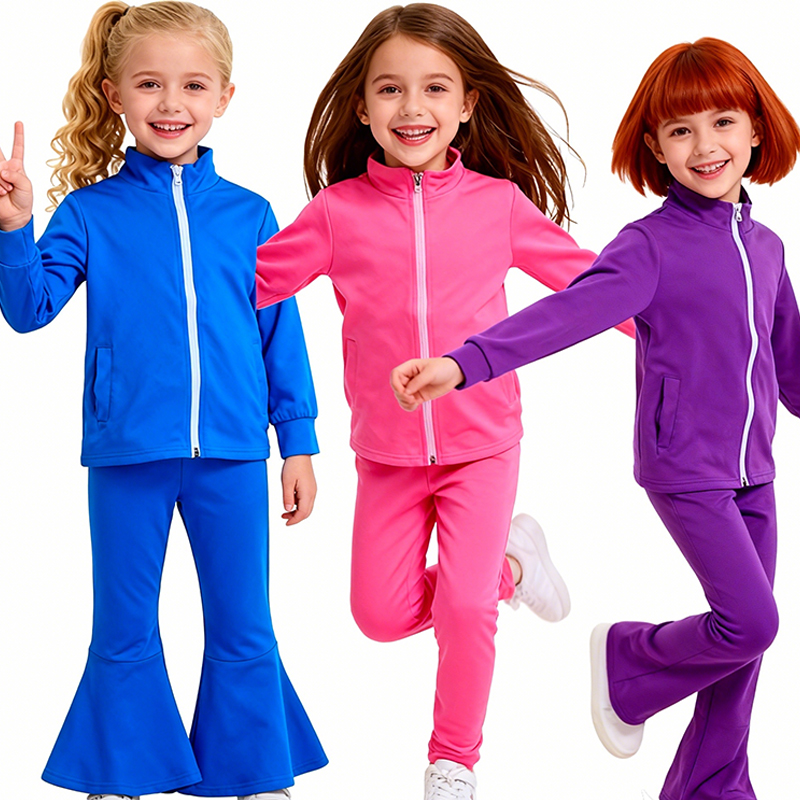 Girls Dance Wear Yoga Flare Pants and Jacket 2 Piece Yoga Set