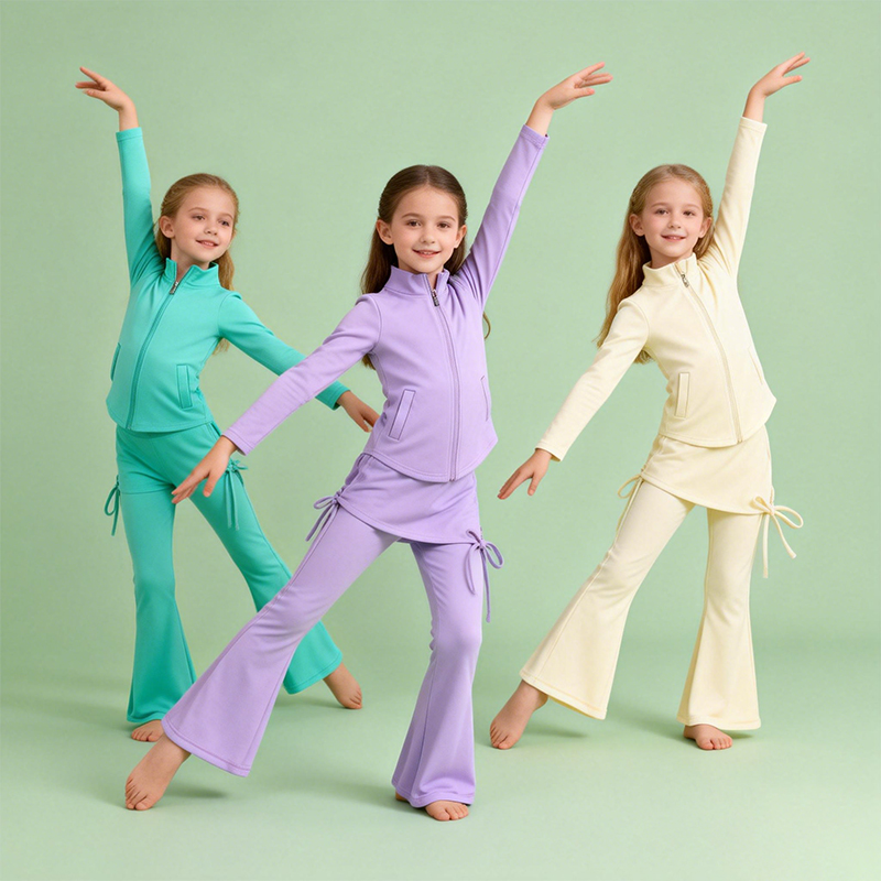 Girls Active Flare Pants Set Soft Sweatpants and Pullover Quarter Zip Up Jackets for Girls
