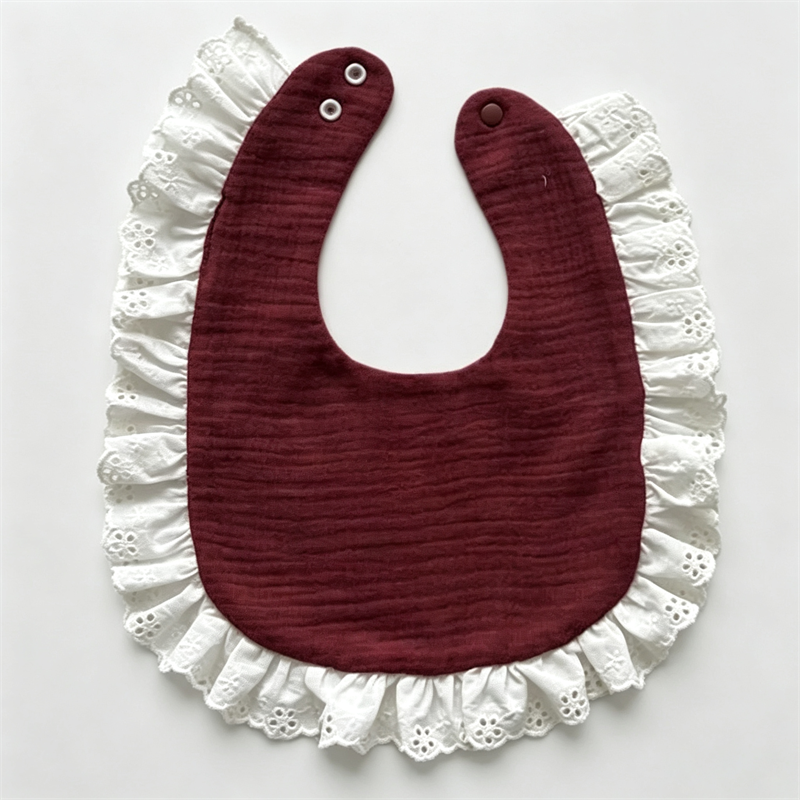 Baby Cotton Gauze Bib Ruffle Edge Soft Absorbent Infant Feeding Drool Bib For Newborn