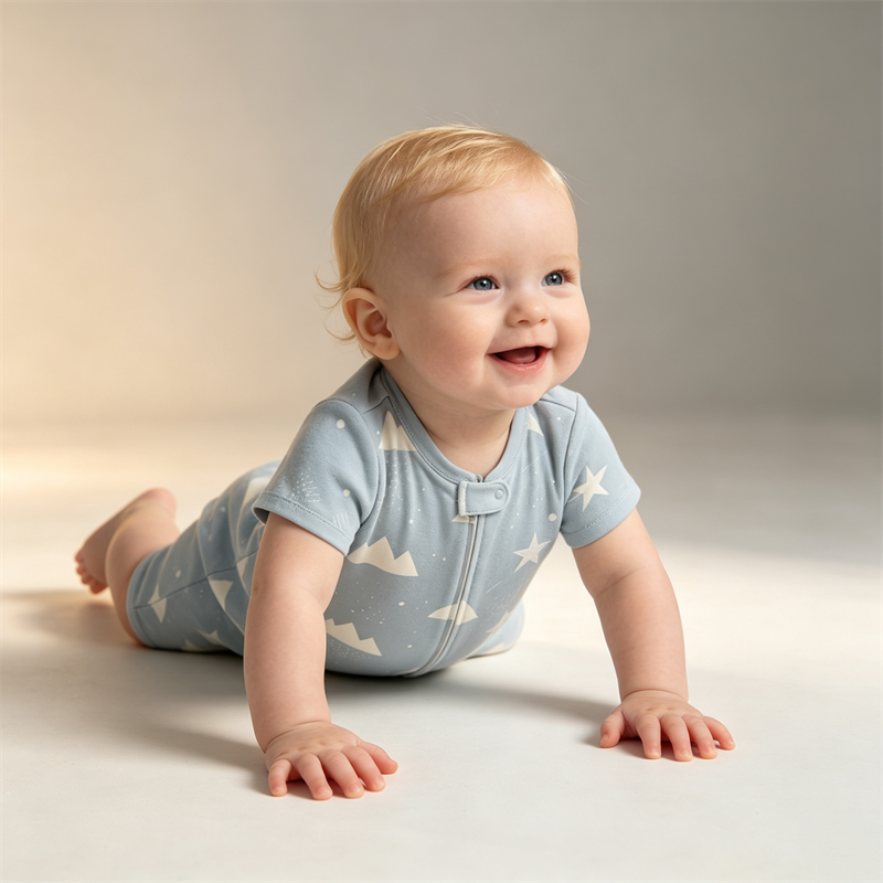 Unisex Newborn Baby Cotton Short Sleeve Romper Cute Print Jumpsuit For Crawling And Home Wear