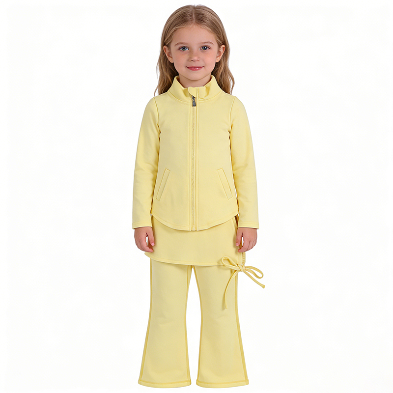 Girls Active Flare Pants Set Soft Sweatpants and Pullover Quarter Zip Up Jackets for Girls