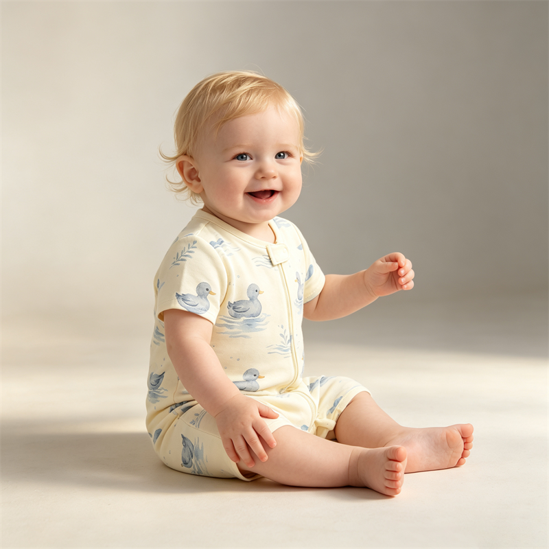 Unisex Newborn Baby Cotton Short Sleeve Romper Cute Print Jumpsuit For Crawling And Home Wear