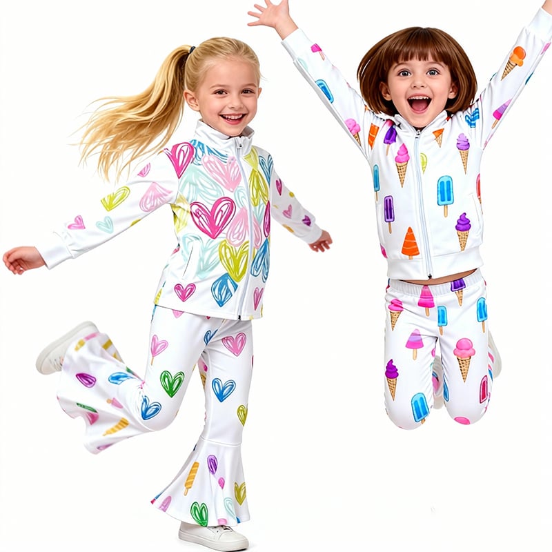 Girls Dance Wear Yoga Flare Pants and Jacket 2 Piece Yoga Set