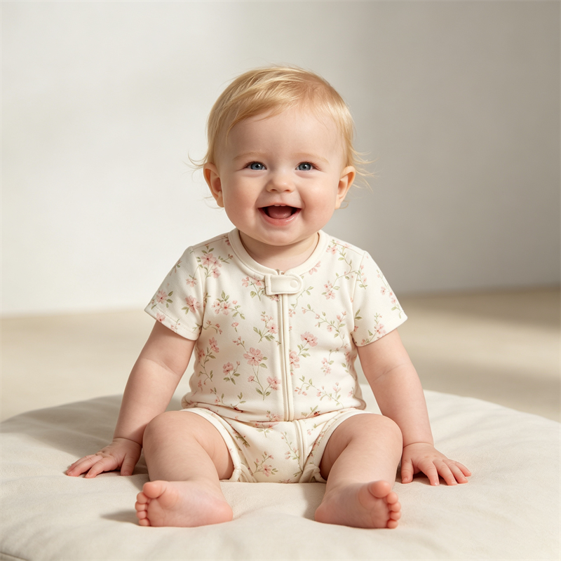 Unisex Newborn Baby Cotton Short Sleeve Romper Cute Print Jumpsuit For Crawling And Home Wear