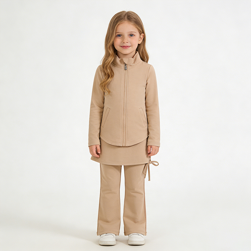 Girls Active Flare Pants Set Soft Sweatpants and Pullover Quarter Zip Up Jackets for Girls