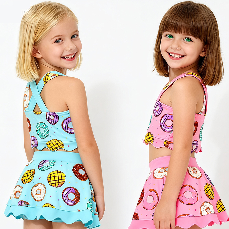 Girls 2 Piece Athletic Outfit Kids Yoga Tank Top and Skirt Set
