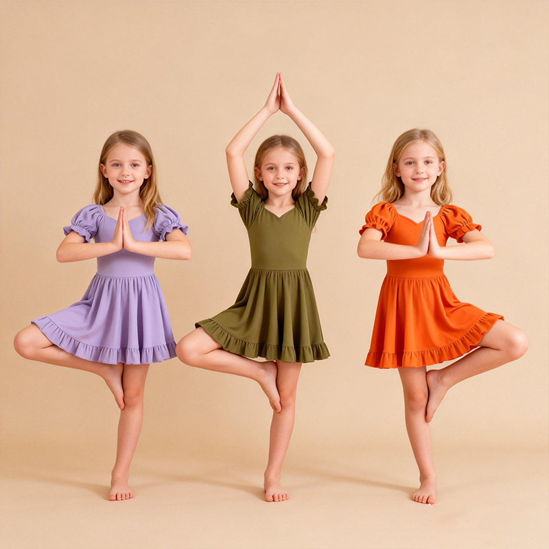 Kids Girl Sports Activewear Dress Set with Unique Design