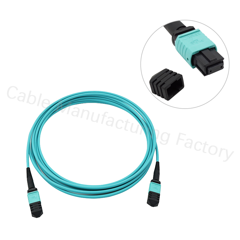 OM3 Multimode 50/125 MTP/MPO to MPO 12 Female Fiber Trunk Cable Type B
