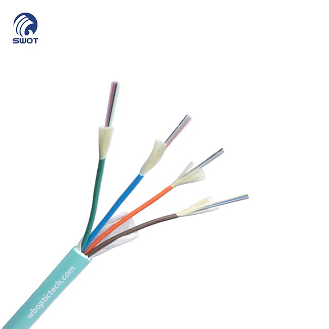 GJPJV 48 Core Indoor Micro Unit Fiber Optic Cable (4×12 Subunits) OFNR Riser Rated Single Mode Multi Mode Aramid Reinforced Water-Blocking Indoor Backbone Cable for Data Center Vertical Riser Structured Cabling