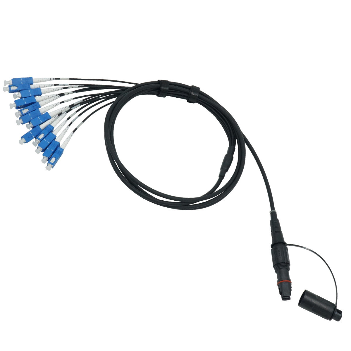 Outdoor waterproof IP68 Tactical fiber 12 cores SM Breakout Cable MPO to 12 x SC UPC Fanout Patch Cord
