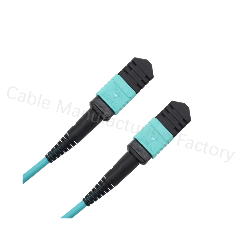 OM3 Multimode 50/125 MTP/MPO to MPO 12 Female Fiber Trunk Cable Type B