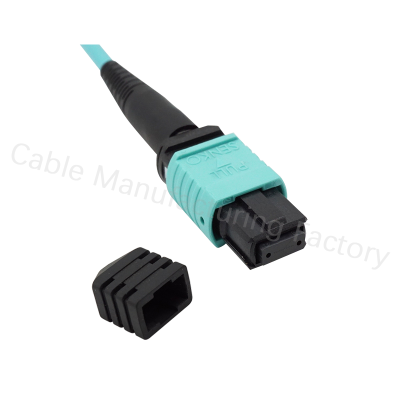 OM3 Multimode 50/125 MTP/MPO to MPO 12 Female Fiber Trunk Cable Type B