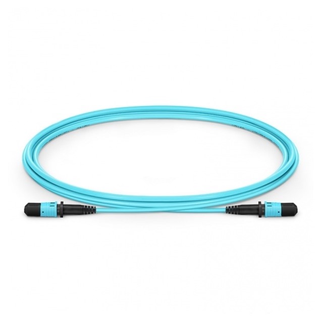 OM3 Multimode 50/125 MTP/MPO to MPO 12 Female Fiber Trunk Cable Type B