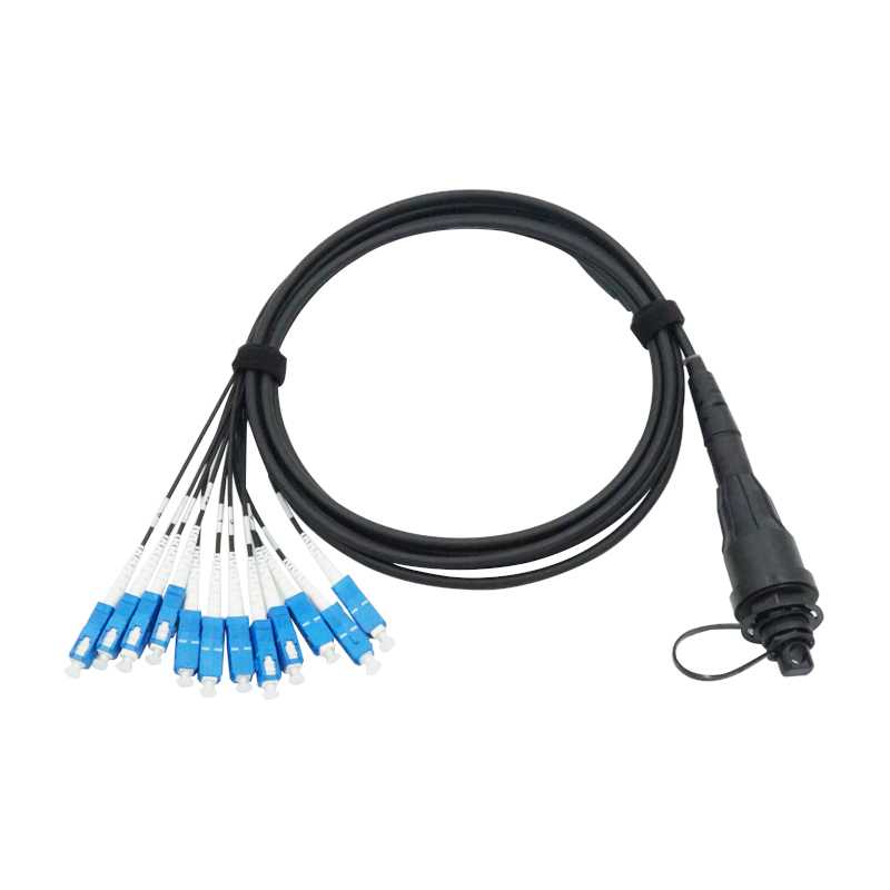 Outdoor waterproof IP68 Tactical fiber 12 cores SM Breakout Cable MPO to 12 x SC UPC Fanout Patch Cord