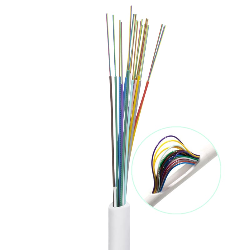 Micro-Module Indoor Distribution Fiber Optic Cable ITU-T G.657A2 Bend Insensitive Single Mode Optical Cable, Dual Side Strength Member White Outer Sheath for Building Backbone & Data Center Structured Cabling