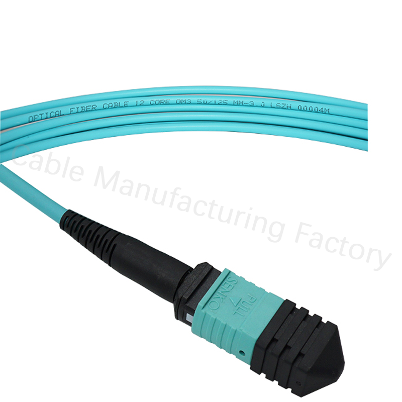 OM3 Multimode 50/125 MTP/MPO to MPO 12 Female Fiber Trunk Cable Type B