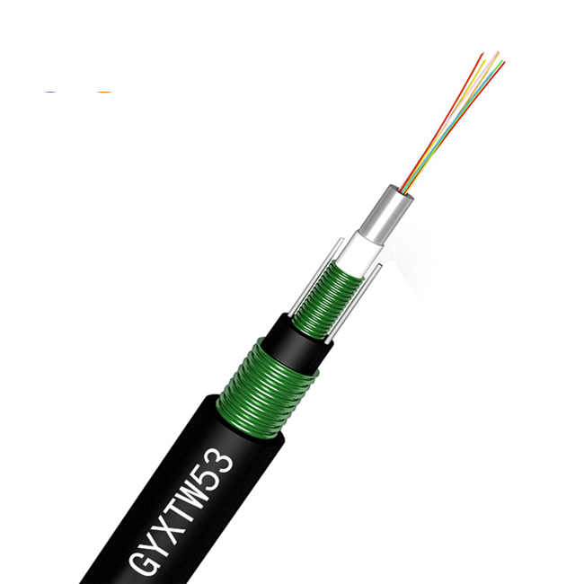 GYXTW53 Center‑Tube Steel Tape Armored Direct Buried Underground Fiber Optic Cable 4‑24 Cores Double PE Sheath