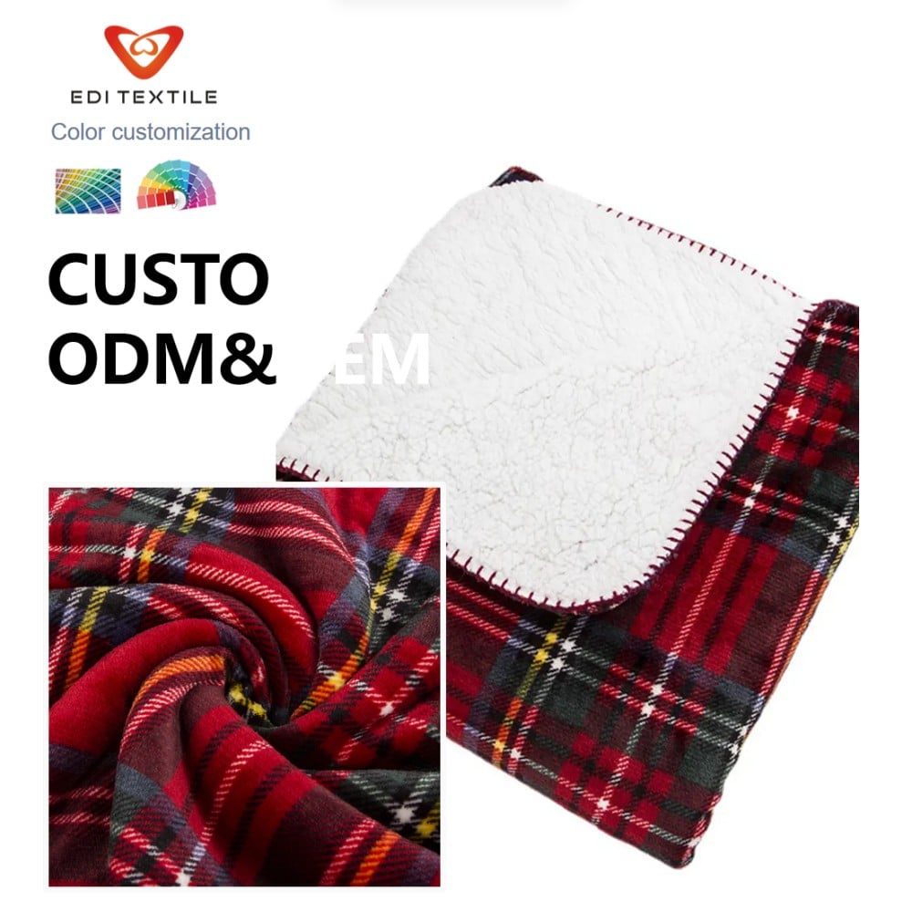 custom double layers jacquard flannel sherpa blanket for b2b bulk orders -7