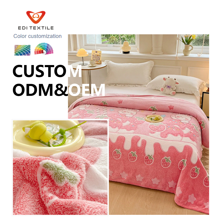 custom solid blue color dyed flannel throw blanket for mass supermarkets and home textile wholesalers-2