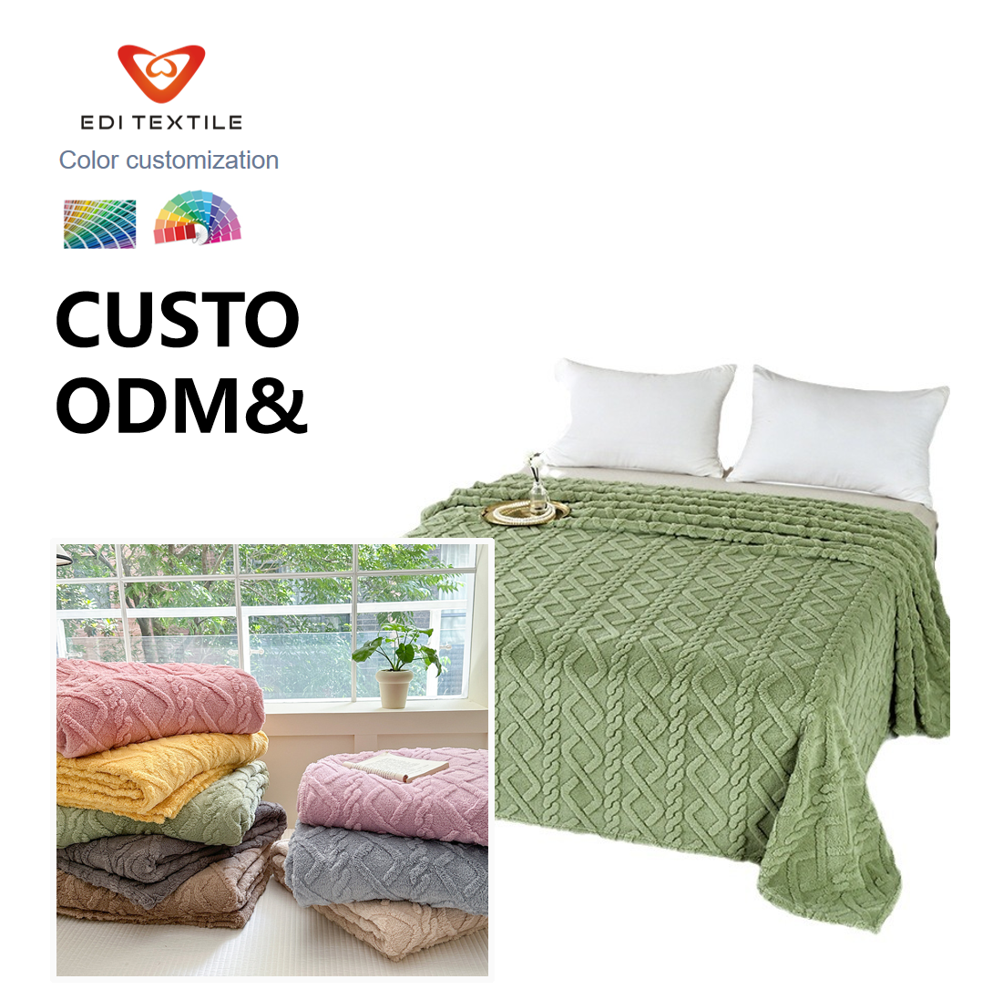 factory direct supply 3d geometric diamond jacquard double layer flannel sherpa throw blanket thick warm tufted textured plush fleece blanket with sherpa reverse for bedroom sofa luxury home decor-5