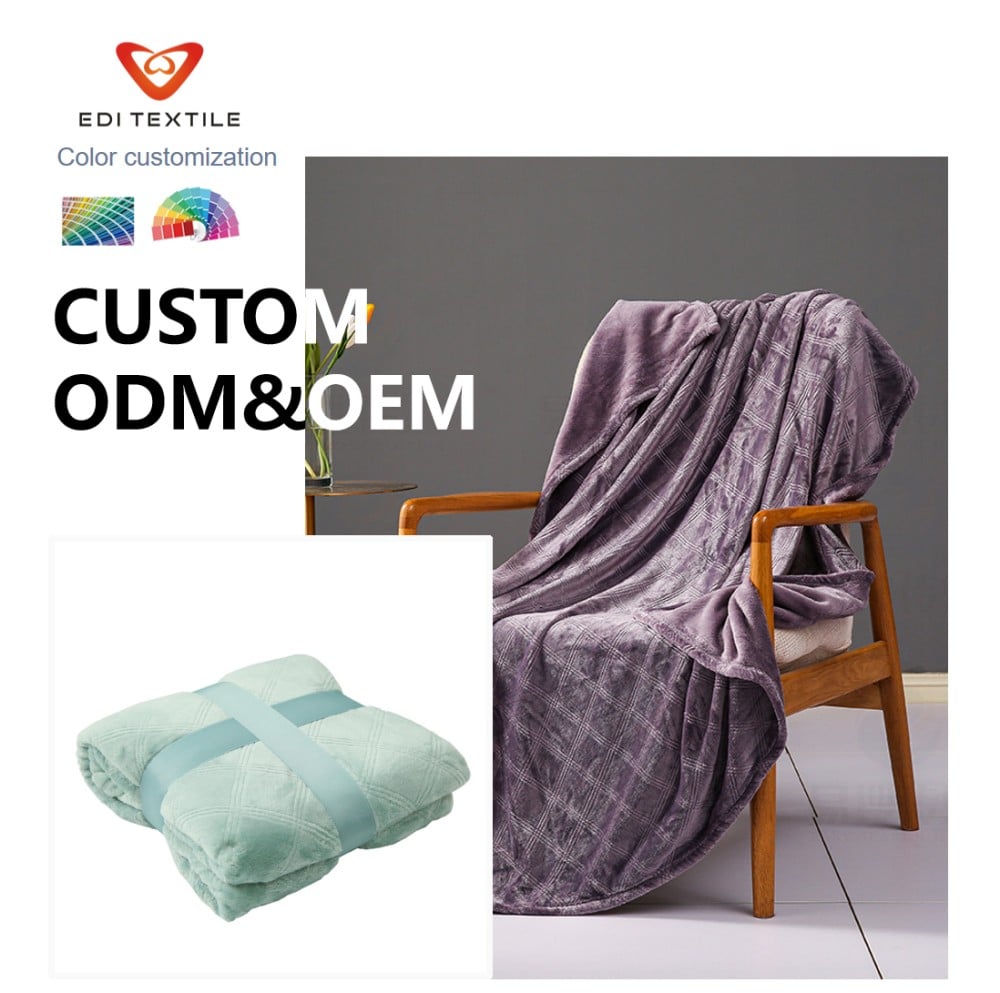 Embossed Flannel Blanket Soft Textured Throw Blanket for Wholesalers