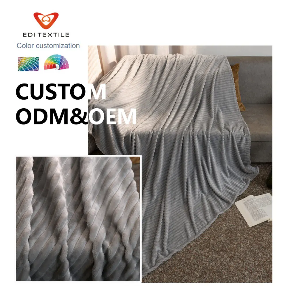 soft warm custom strip jacquard flannel blanket for wholesalers and big supermarkets-7