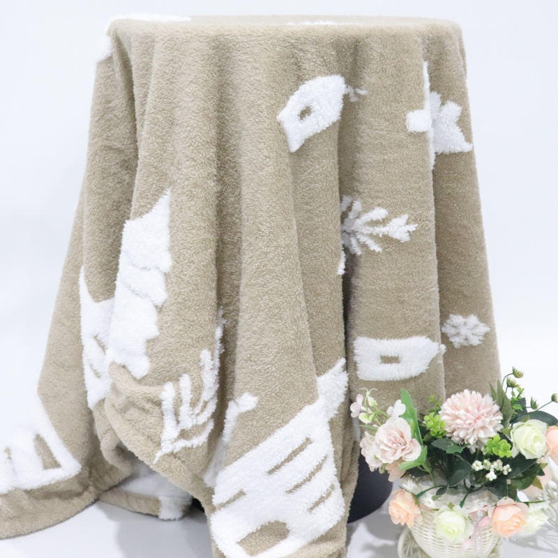 Christmas Elements Cationic With Camel Background Sherpa Blanket details