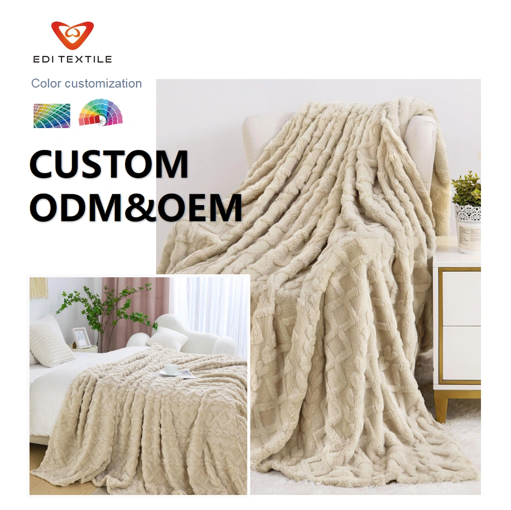  embroidered logo bulk travel blanket for chain supermarket travel section-3