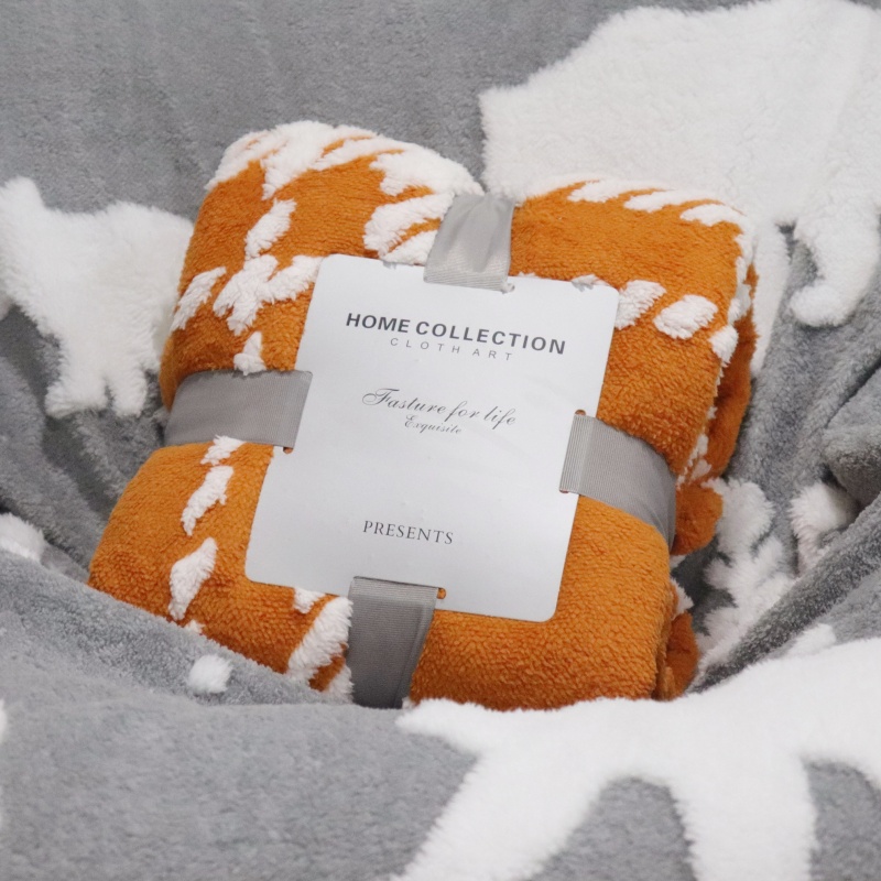 custom thick queen size warm plush reversible flannel sherpa fleece blanket for bed sofa double layer sides thick weave blanket-1