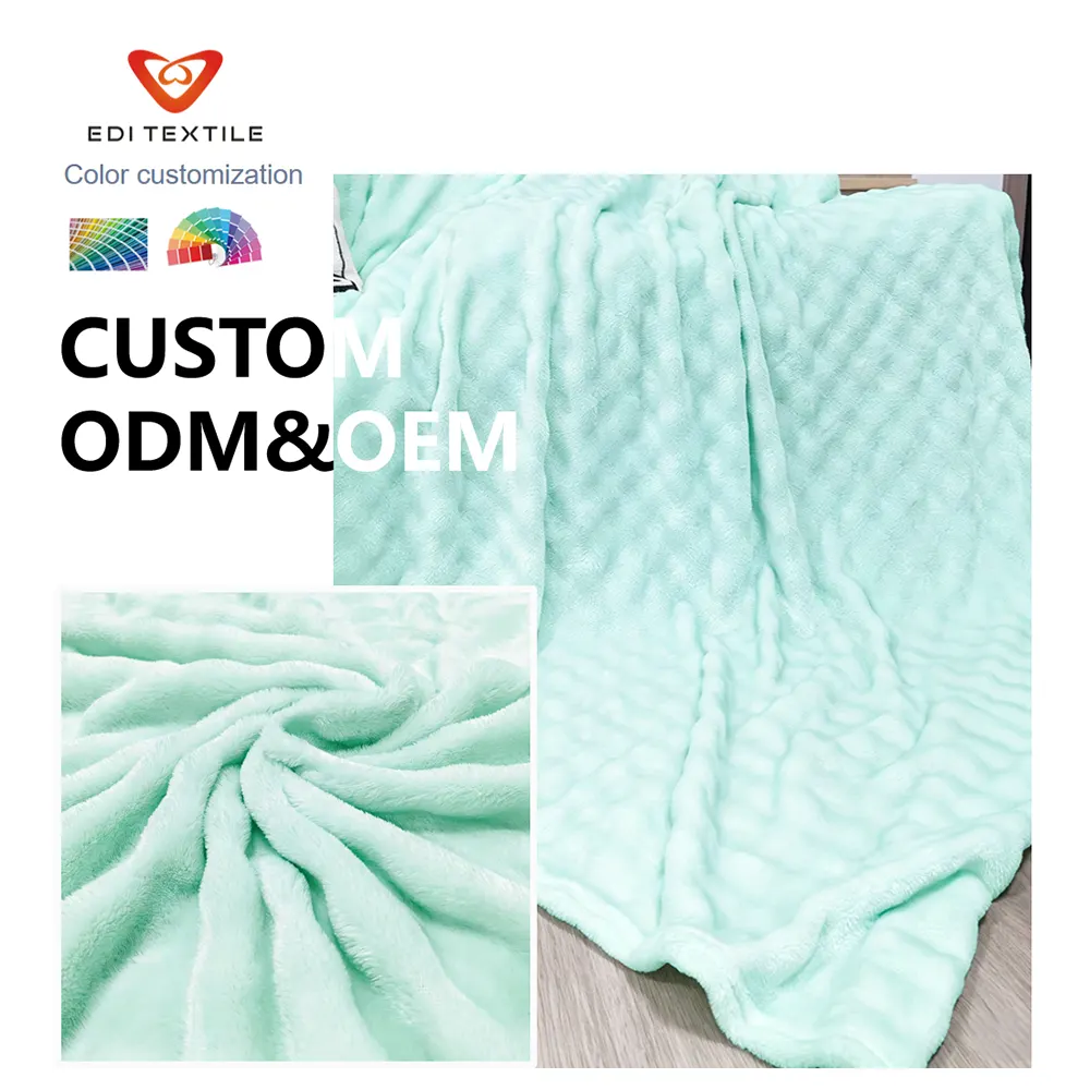 Custom Bubble Textured Flannel Throw Blanket ODM OEM Custom Service for Wholesalers, Chain Supermarkets & Global Importers