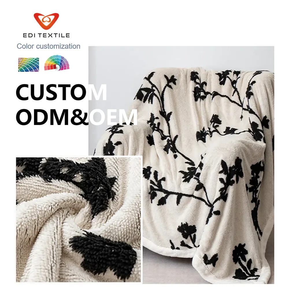 Factory Direct Wholesale Black White premium Cationic Dyed High Color Fastness Anti-Pilling Thick Warm Plush Blanket for home textile importers