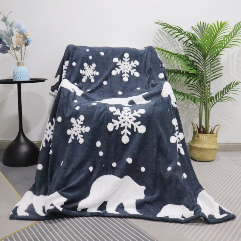 factory direct supply cream beige 3d embossed heart bow jacquard double layer flannel sherpa blanket for global home textile importers-2