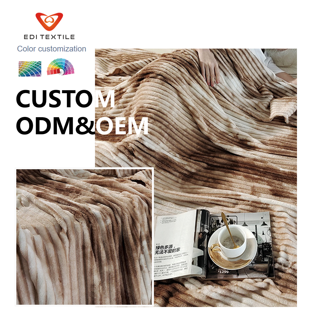 factory direct supply anti pilling waffle jacquard solid color flannel fleece throw blanket for -6