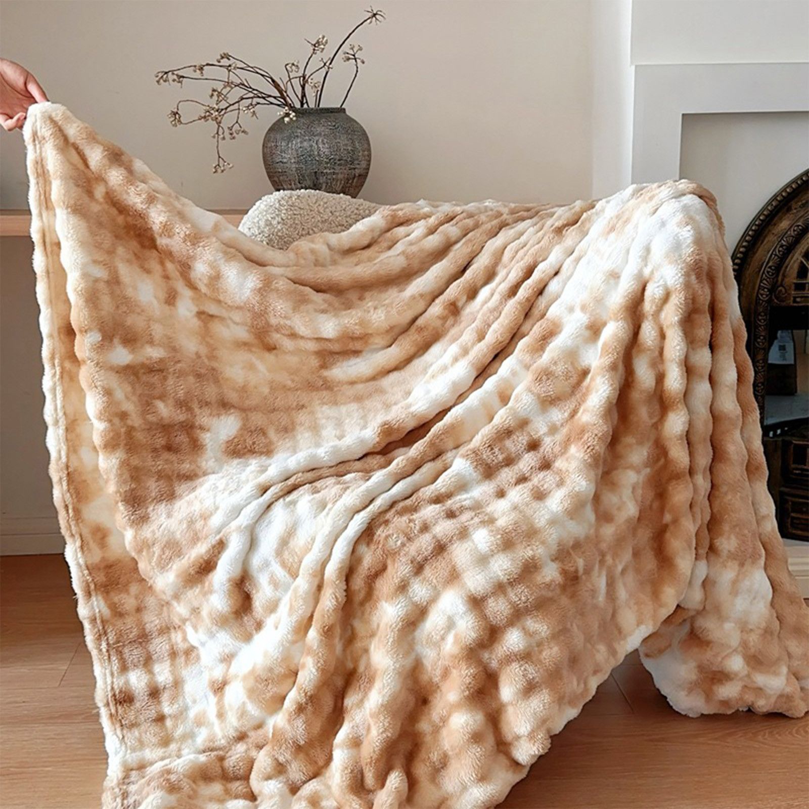 factory direct wholesale classic leopard print 3d bubble textured faux rabbit fur plush throw blanket mid to high end chain supermarket home decor section-3