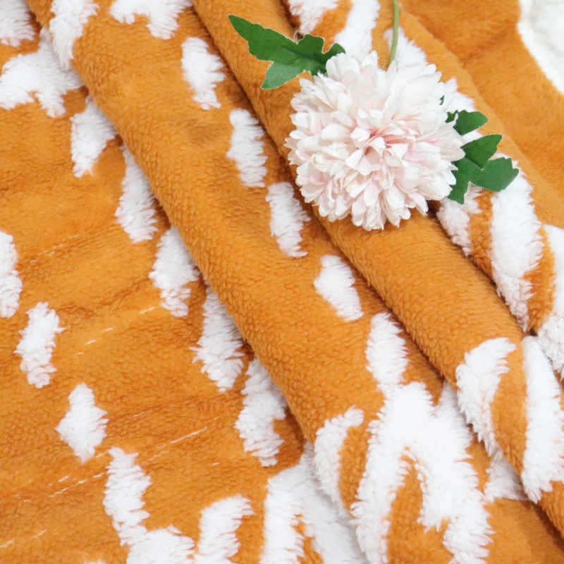 Orange Stripes Cationic Sherpa Fleece Blanket details