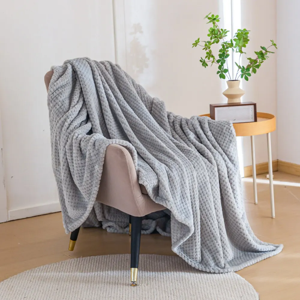 100 polyester solid waffle jacquard flannel blanket wholesale custom oem odm for textile importers bulk buyers-7