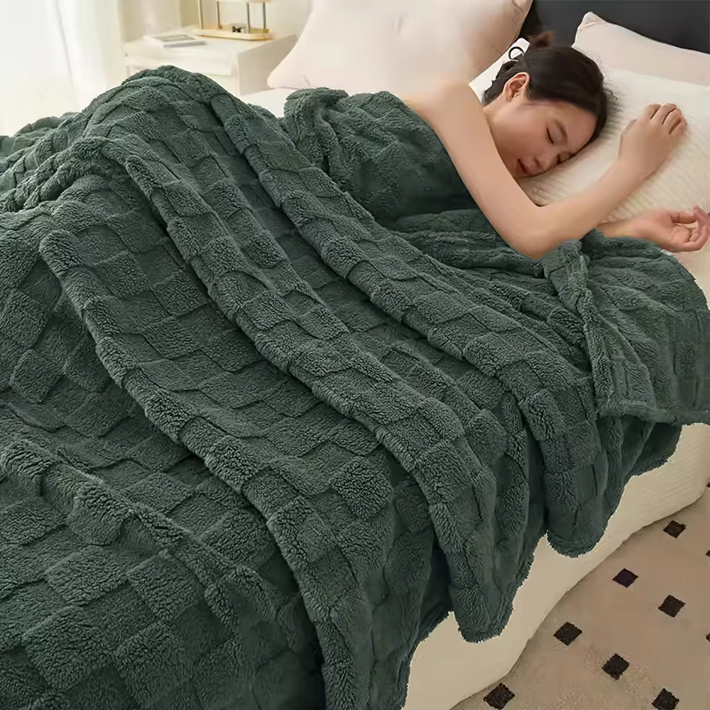 solid dye muti color flannel 2 in 1 blanket-4