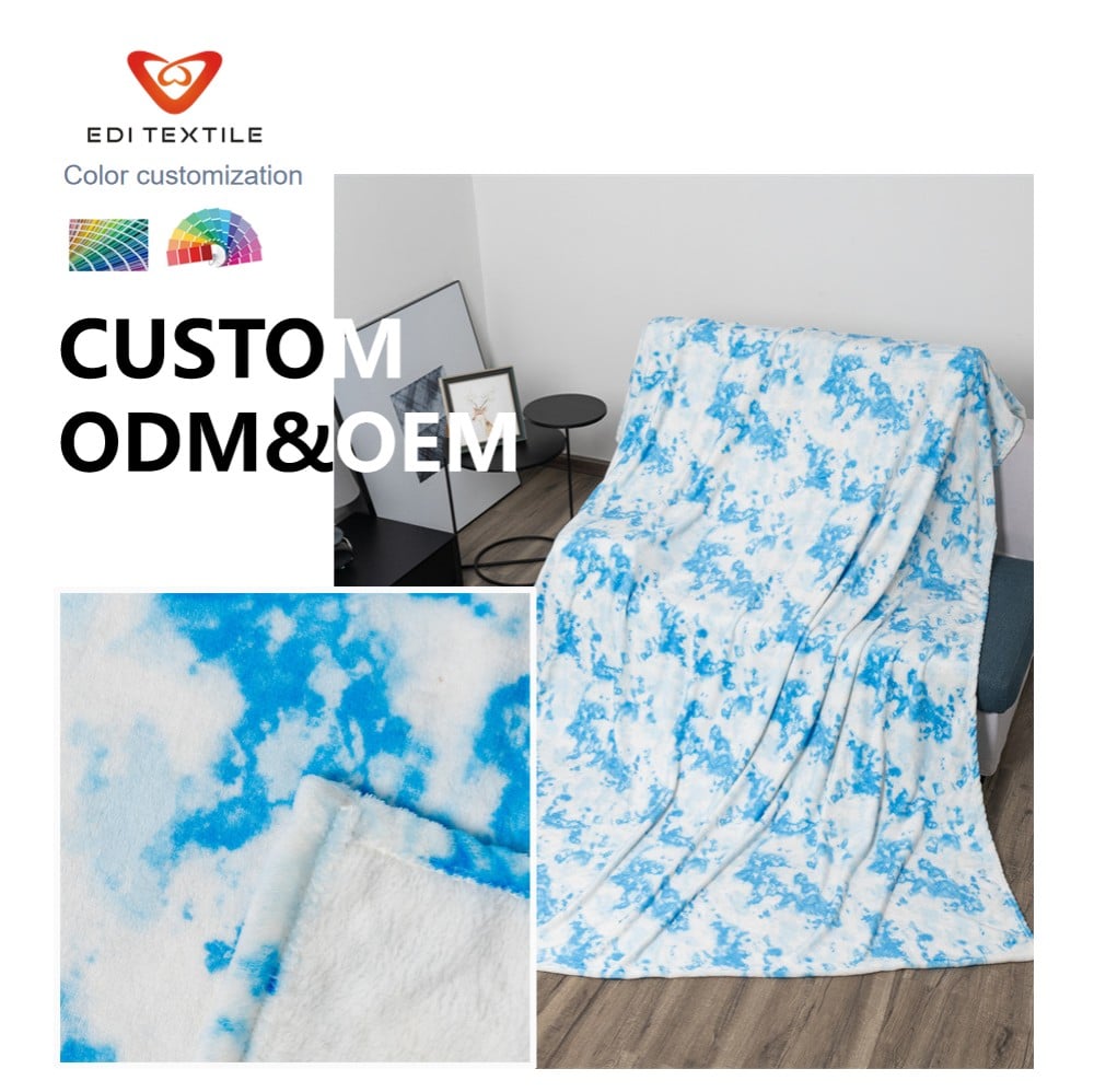 Tie Dye Print Flannel Throw Blanket Pattern Decorative Blanket for Sofa Bedroom Home Decor and Wholesale OEM ODM 