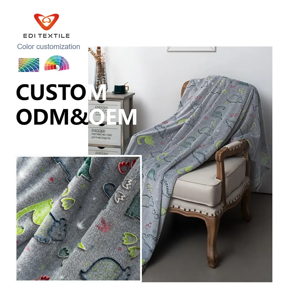 Glow In The Dark Flannel Throw Blanket  for Children Bedroom Sofa Nap, Wholesale OEM ODM for Chain Supermarkets Kids Home Textile Importers & Bulk Distributors